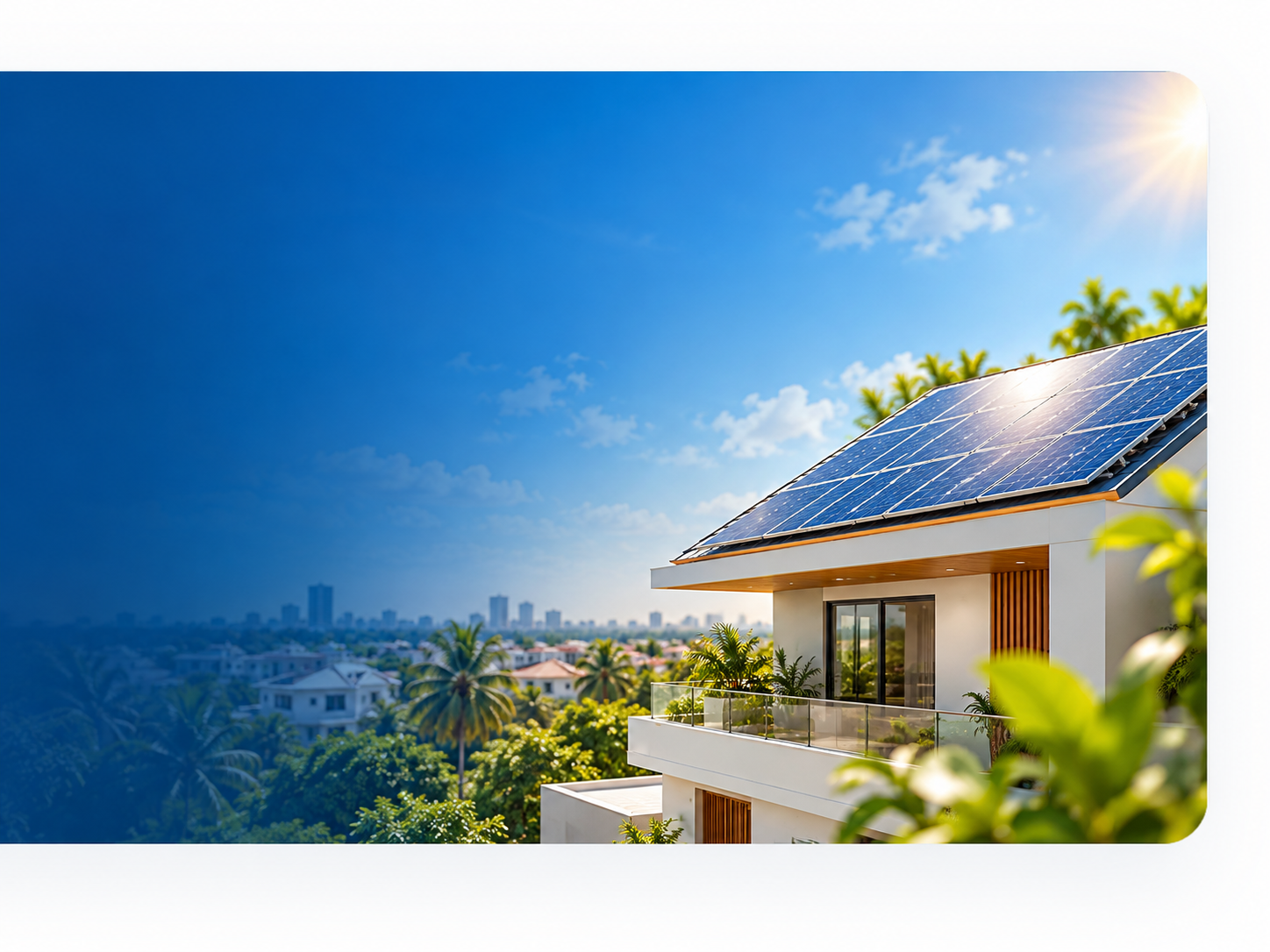 Modern home rooftop with solar panels in Chennai